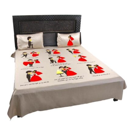 Cute Doodle Couple Bedsheet - Image 6