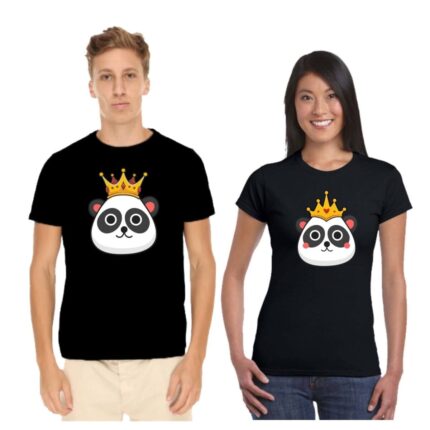 Cute King Queen Panda Couple T-shirt