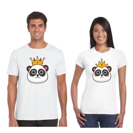Cute King Queen Panda Couple T-shirt - Image 2