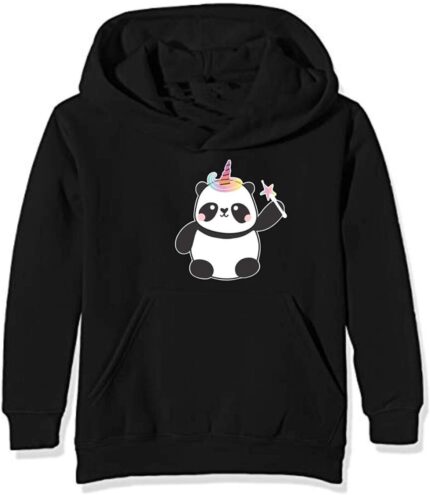 Cute Panda Sweatshirt Black with Kangaroo Pockets