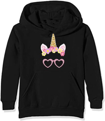 Cute Ornaments Sweatshirt Black with Kangaroo Pockets