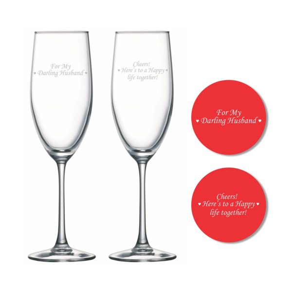 Darling Husband Happy life Together Champagne Flutes