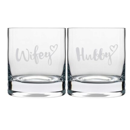 Engraved Hubby Wifey Whiskey Glasses - Image 2
