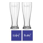 Engraved Hubby Wifey Pilsner Beer Glass