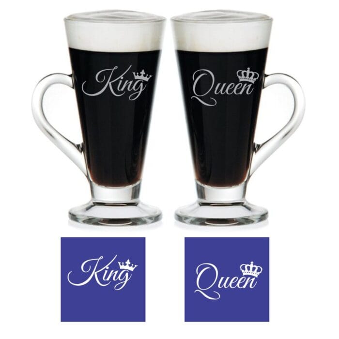 Engraved King Queen Tea Mugs