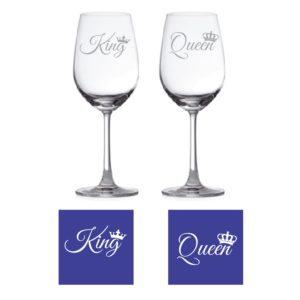 Engraved King Queen Wine Glasses