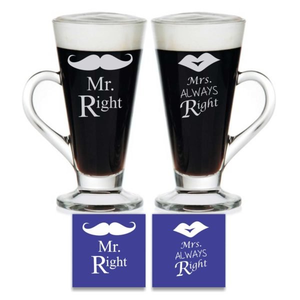 Engraved Mr Right Mrs Always Right Tea Mugs