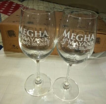 Engraved Wedding Couple Monogram Champagne Flutes Set - Image 2