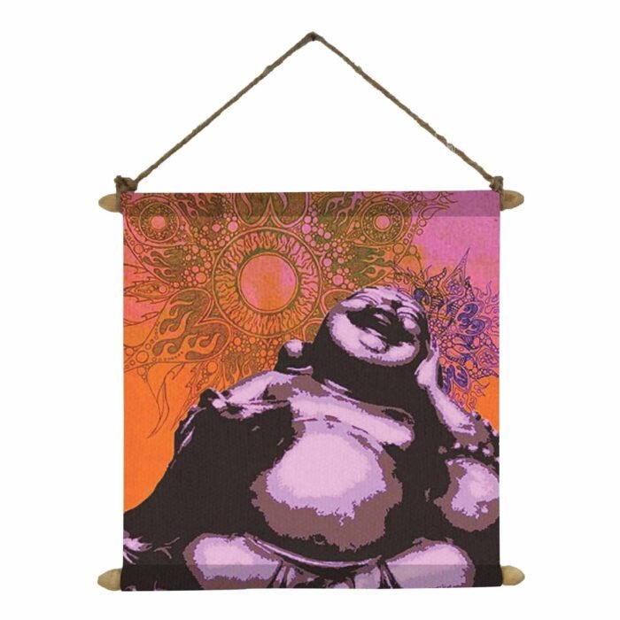 Enlightening Laughing Buddha Canvas Scroll