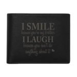 Funny I smile I Laugh Brother Men's Leather Wallet for Brother