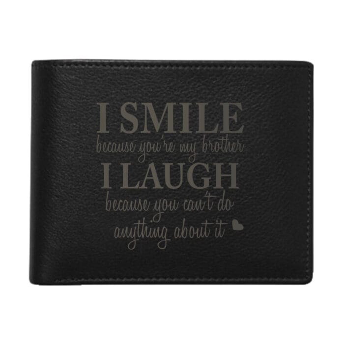 Funny I smile I Laugh Brother Men's Leather Wallet for Brother