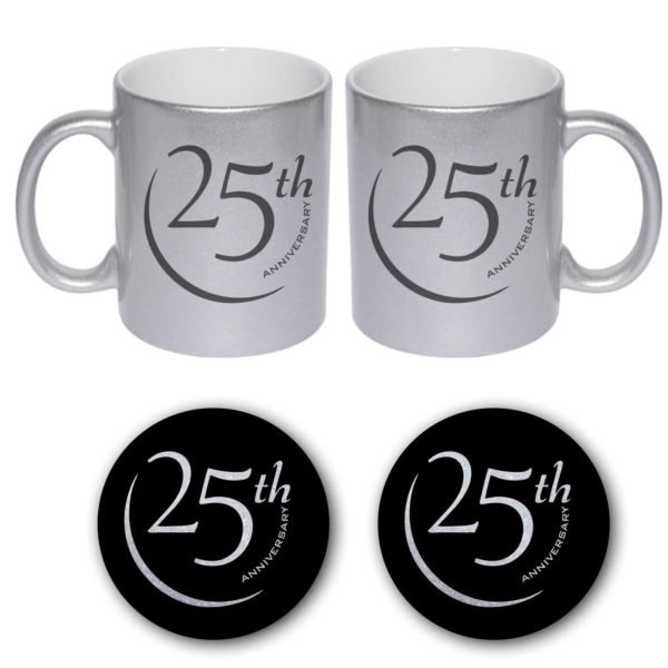 25th Happy Silver Anniversary Couple Coffee Mugs