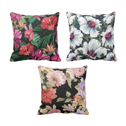 Hibiscus Floral Cushion Cover Set of 3