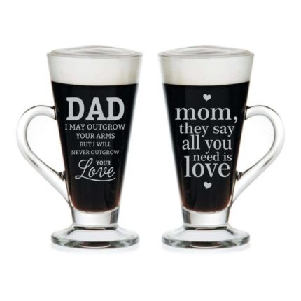 I Love Mom Dad Engraved Tea Mugs
