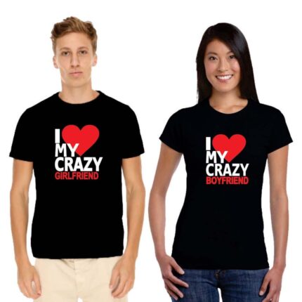 I Love My Crazy Boyfriend Girlfriend Couple T-Shirts - Image 3
