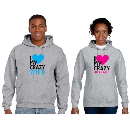 I Love My Crazy Husband Wife Couple T-Shirts - Image 8