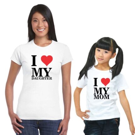 I Love Mom Daughter Family Tshirts