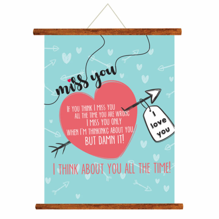I think about you all the time I Miss You Scroll Greeting Card
