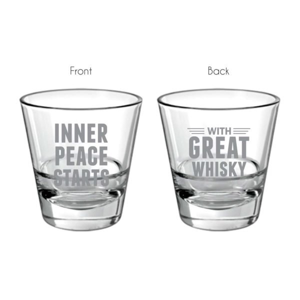 Inner Peace With Great Whiskey Engraved Whiskey Glass