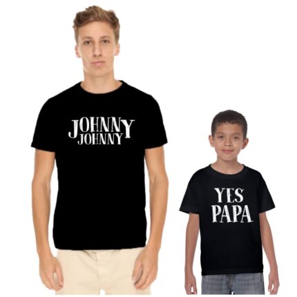 Johnny Johnny Yes Papa Dad and Son Family T-shirt - Image 3
