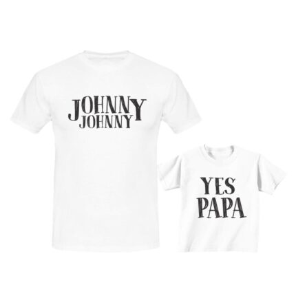 Johnny Johnny Yes Papa Dad and Son Family T-shirt - Image 10