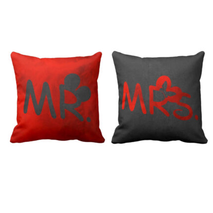 Moustache and Kiss Couple Double Sided Printed Cushion Covers – Set of 2 - Image 2