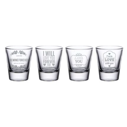 Be Mine Forever Engraved Shot Glasses - Set of 4