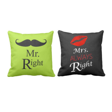 Moustache and Kiss Couple Double Sided Printed Cushion Covers – Set of 2 - Image 5
