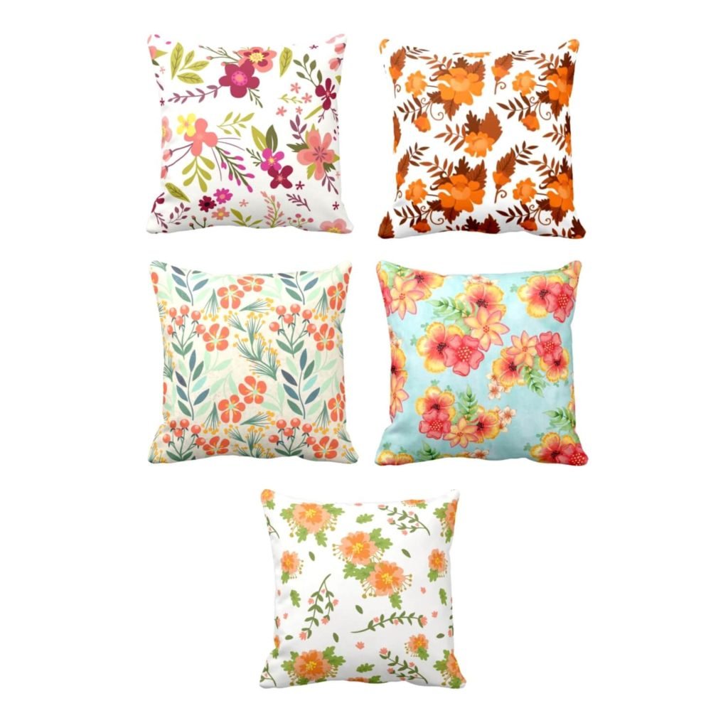 Wonderful Floral Flowers Cushion Cover Set of 5