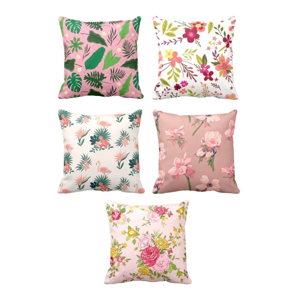 Resplendent Floral Flowers Cushion Cover Set of 5