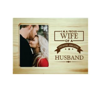 Proud Wife of Awesome Husband Engraved Photo Frame