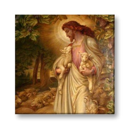 Lord Jesus with Peaceful Sheep Canvas Wall Painting Frame