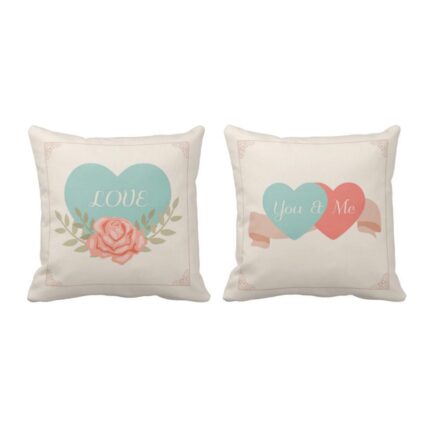 Love You and Me Couple Cushion Covers - Set of 2