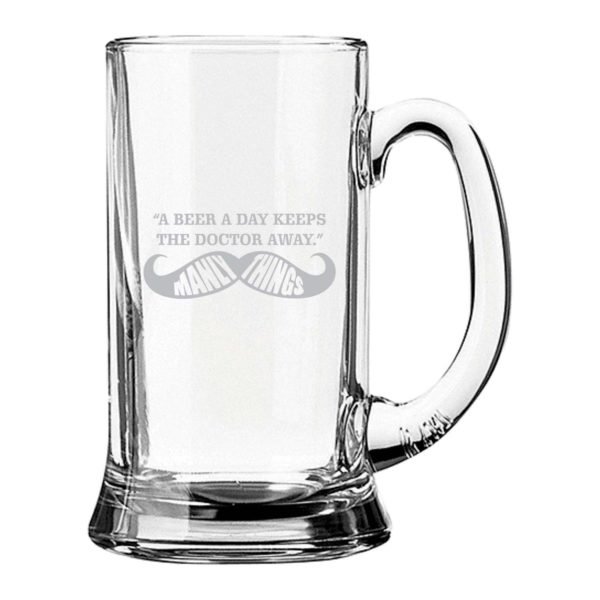 Manly Things Moustache Engraved Beer Mug