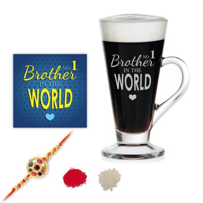 No. 1 Brother Engraved Glass Tea Cup