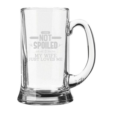 My Wife Loves Me Husband Beer Mug with coaster - Image 2