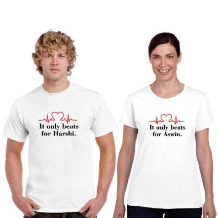 Personalized Heartbeat Couple T Shirts - Image 5