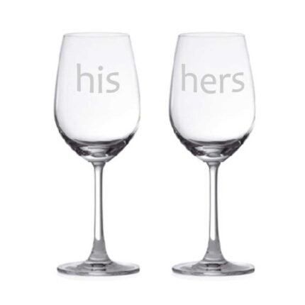 Personalised His and Hers engraved wine glasses