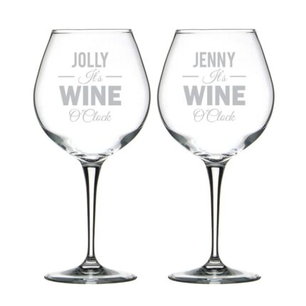 Personalized It's Wine O'Clock Wine Glass - Image 3