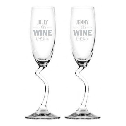 Personalized It's Wine O'Clock Champagne Flutes - Image 4