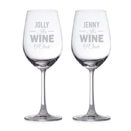 Personalized It's Wine O'Clock Wine Glass - Image 4
