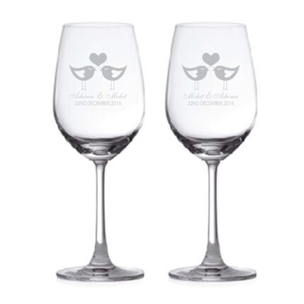 Personalised Love Birds Wine Glasses - Image 2