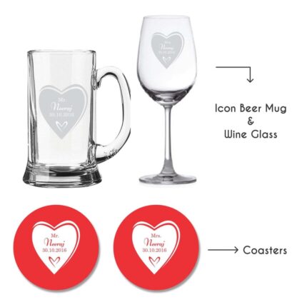 Personalized Mr And Mrs Love Wine Glass & Beer Mug
