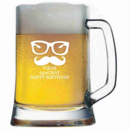 Personalized Cool Moustache Engraved Beer Mug - Image 3