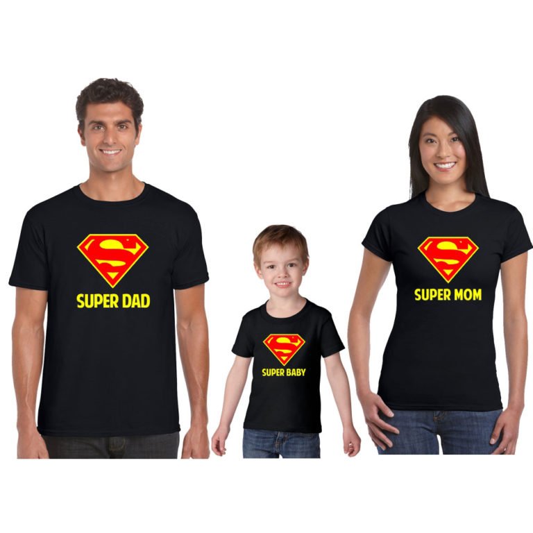 Personalized Super Hero Mom Dad Child Family T-shirt