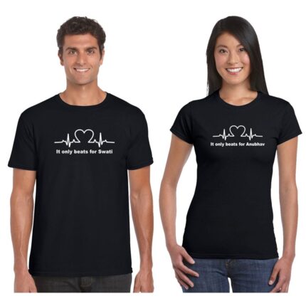 Personalized Heartbeat Couple T Shirts - Image 11