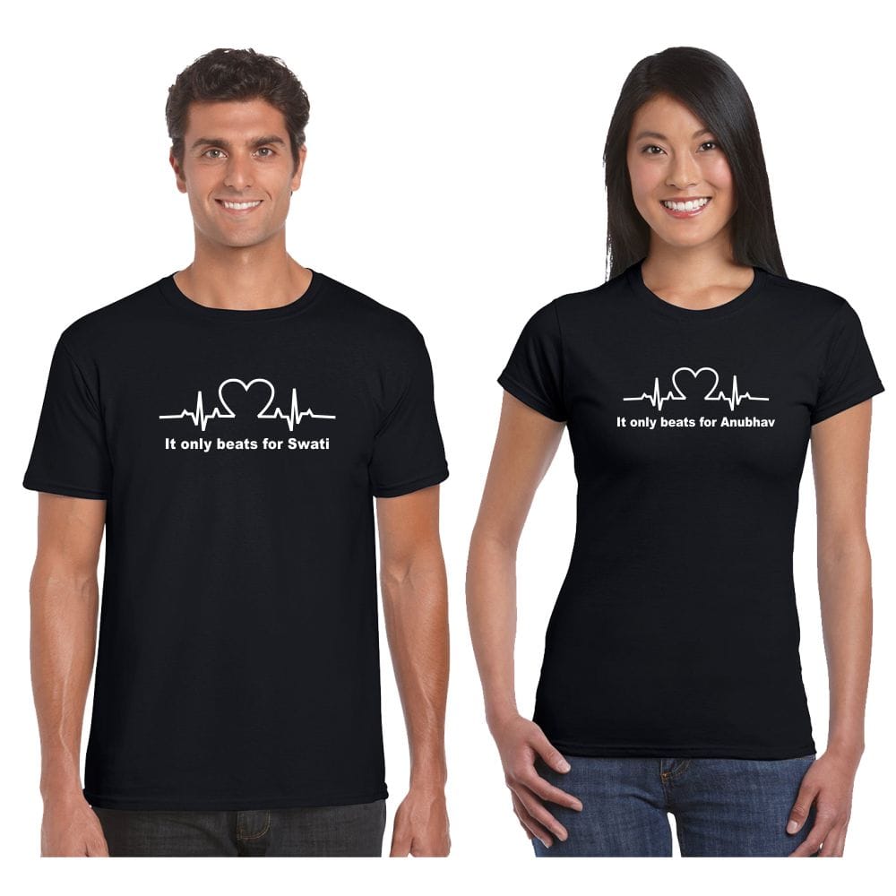 Personalized Heartbeat Couple T Shirts