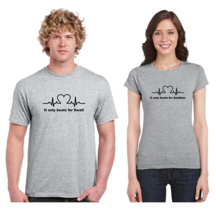 Personalized Heartbeat Couple T Shirts - Image 10