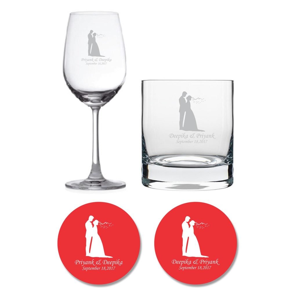 Personalized Just Married Couple Wine Whiskey Glasses