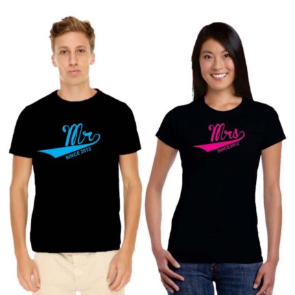 Personalized Mr Mrs Since Couple T-Shirts - Image 3